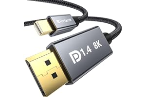 Silkland Kabel Mini DP do DP 1.4 2M 8K@60Hz 4K@144Hz, Kabel Thunderbolt 2 z HDR HBR3 DSC1.2 G-Sync FreeSync HDCP2.2, Mini Displayport do Displayport do laptopa MacBook iMac Monitor Karta graficzna PC