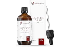 ‎FÜRSTENMED FürstenMED® Lugolsche Lösung 5% Jodlösung, 100 ml (Iodine) Jod Tropfen in lichtgeschützter Braunglasflasche mit Tropfpipette - 5 Prozent Jod flüssig & Ohne unerwünschte Zusatzstoffe