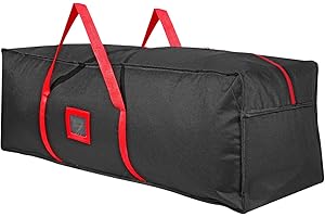 Vinsani 7ft Christmas Tree Storage Bag – Waterproof Fabric Zip-Up Sack for Xmas Decoration Lights Presents Accessories and Décor. Durable Tear-Resistant Oxford Design with Handles (Black)