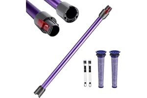 CHEERHOM Tubo de Extensión Compatible con Dyson V7 V8 V10 V11 V15, Telescópico con 2 Filtros, Rígida con Dos Cepillos 2 en 1, Morado