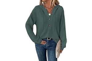 SENBATU Sweat à Capuche Femmes Manches Longues boutonné Pull col en V Hoodie Cordon Sweat Shirt