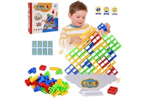 VDUCK 64pcs Tetra Tower Balance Game, Stacking Blocks Games, Balancing Swing Stacking Fun Toys Building Blocks for Family Games, Parties, Team, Tetra Tower Stacking Game for Kids Adults