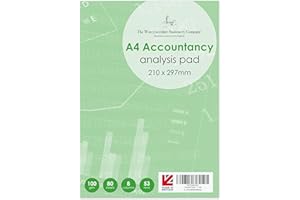 The Worcestershire Stationery Company A4 analysis pad, 53 rows, 8 columns, numbered, 100gsm