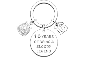 AMZQ Funny 16th Birthday Gifts for Girls Boys - Sixteen Sixteenth Happy Birthday Keyring for Him Her Son Daughter Brother Sister Friend Humour Sarcasm Keyring
