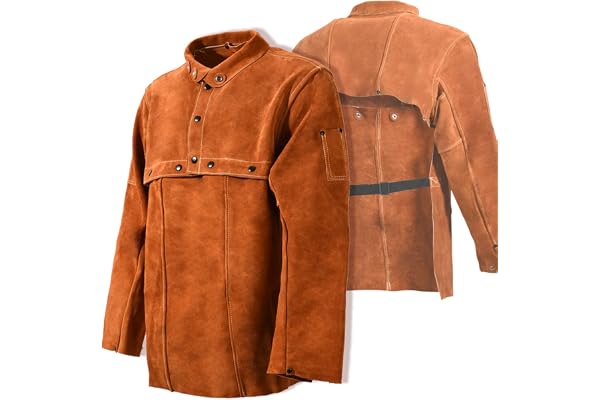 LeaSeek Veste de soudage en cuir – Tablier de soudure robuste avec manches
