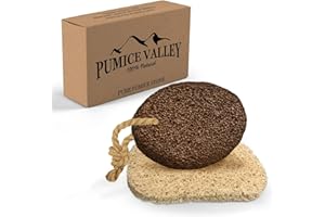 PUMICE VALLEY Pumice Stone For Feet - Natural Lava Foot Stone With New Eco-Friendly Holder - Callus Warts Corn Removal - Pedicure Exfoliator For Dry Dead Skin, Heels, Elbows, Hands - Healthy Foot Care Scrubber