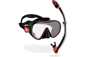 CRESSI F-Dual + Supernova Dry Combo – maska do nurkowania unisex F-Dual bez oprawek i na sucho do nurkowania z rurką i nurkowaniem z akwalungiem, kolor czarny/czerwony, jeden rozmiar