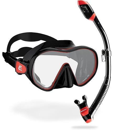 TUSA Sport UC0110 – Set Maschera E Boccaglio Adulti, Nero/Giallo, Con Lenti In Vetro Temperato E Valvola Hyperdry