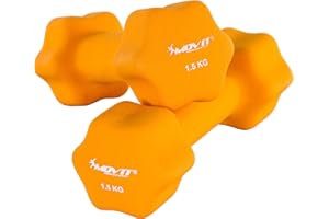 MOVIT set de 2 haltères en néoprène, haltères courts avec surface en néoprène, haltères en 8 variantes de poids et de couleurs 2x 0,5kg jusqu'à 2x 5kg
