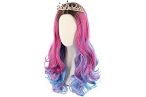 Topcosplay Peluca para Mujeres y Niñas, Larga Ondulada Peluca Rosa Azul para Disfraz de Halloween Cosplay Fiesta (Niñas)