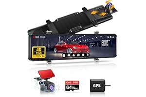 JANSITE Lusterko Dashcam 4K+2.5K z GPS 12'' przednia i tylna kamera Lusterkowa Dashcam Samochód z IP69 Kamera tylna Karta SD 64G Free
