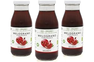 Agricola Miglioretti - 3x200ml Succo di melograno 100% Biologico, Spremuta a Freddo senza Zuccheri Aggiunti - Prodotto Italiano Naturale e Dissetante