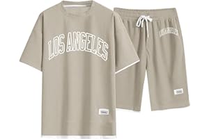 GENERISCH Männer Leicht Freizeitanzug Kurze Hose Bequeme Baggy Anzüge Sommer Kurzärmelig Freizeit Sportanzug T-Shirt Shorts Bedruck Komfort Herren Lässig 2-Teilig Kurz Lockere Hausanzug Im Haus