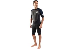 GUL Shorty Back Zip 3mm G-Force Hombre, Negro, Azul Navy, Estiramiento fácil, Paneles 80% D-Flex para Mayor Durabilidad