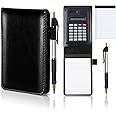 KXF A7 PU Leather Pocket Notebook Notepad Set with Calculator & Pen & 2 Refills(40 Sheets) Small Note Pad Note Book Memo Pad Mini Notebook Portable Hardcover Writing Journal for Men Women Xmas Gifts