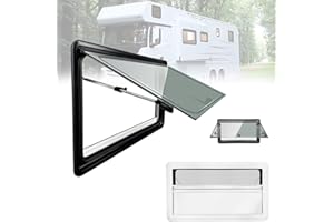 UKETO Wohnwagen Fenster Ausstellfenster 1450x550mm – Caravan Seitenfenster mit Integriertem Rollo und Fliegengitter für Wohnmobil und Camper Fenster – Externes Push Fenster für Alle Fahrzeugtypen