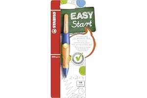 ‎STABILO STABILO - Ergonomischer Druck-Bleistift für Linkshänder - EASYergo 1.4 in ultramarinblau/neonorange - inkl. 3 dünner Minen - Härtegrad HB