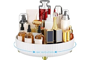Bekeify 360 Rotating Makeup Organiser Storage Large Capacity Stylish Cosmetic Organiser for Lipsticks Perfume Skincare Organizer for Vanity & Dressing Table Bathroom Bedroom, White