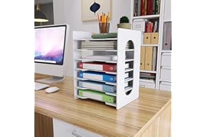 PUNCIA Organizer Ufficio Documenti a 7 Livelli Porta Documenti da Scrivania in PVC Organizer Porta da Tavolo Vassoio per Lettere e porta Carta A4 per Ufficio a Casa Scuola