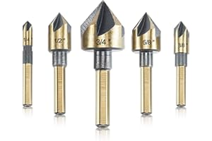 DKIBBITH Kegelsenker Bohrer Set, 5-teilig, 82 Grad,Senker in den Größen 6mm, 10mm,12mm,16mm, 20mm, Set mit Tragetasche