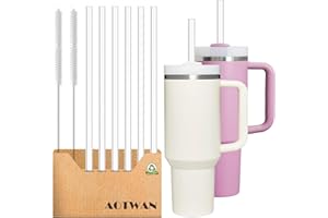 AOTWAN Strohhalm für Stanley Cup 6 Stück Strohhalme Lang 30.5cm,6 Geraden Strohhalme for Stanley mit 2 Reinigungsbürsten Zubehör für Stanley Cup 30oz/40oz