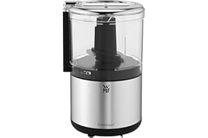 ‎WMF WMF Küchenminis Zerkleinerer, Cromargan matt, platzsparender Multizerkleinerer mit Einhandbedienung, abnehmbarer Behälter (0,3l), 65 W