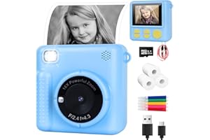 NICEWIN Macchina Fotografica Istantanea Bambini 2.4" 1080P HD - Fotocamera Digitale Instant Print Giocattolo Regalo per 3-12 Ragazza Ragazzo con Carta da Stampa e Scheda da 32GB con Custodia Protettiva (blu)
