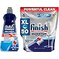 Finish 50 Tablets, Powerball Quantum All in 1 Max Dishwasher Tabs + Rinse Aid Liquid 400 ml, Shine & Dry | World's #1 Recommended Dishwashing Brand