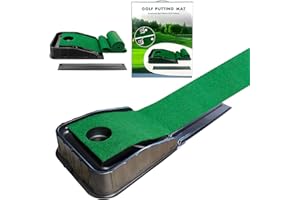 SURBOOTIME Golf putting trainer with automatic ball return function, including putting green, suitable for indoor and outdoor use in home, office and backyard to improve accuracy and skill.