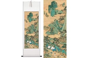 BAUGHEY CHINLUM Chinesische Malerei, Seidendekoration, Scrollmalerei, östliches klassisches Kunstplakat, Kiefer- und Kranmalerei, chinesische Stilwanddekoration hängende Malerei (weiß-taoyuanxianjing)