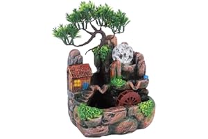 Fontaine de Table Cascades intérieures de Bureau Petite rocaille avec Effet d'atomisation de Lampe à LED pour la décoration de Bureau(220V)