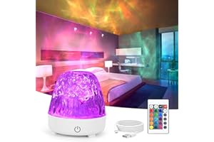 URAQT Ocean Lamp Aurora Night Light, Ocean Wave Ceiling Projector, Sensory Night Lights with 16 Colors, 30 Lighting Modes, Northern Lights Cube, for Bedroom Party Game Birthday Gifts for Kid Women Men