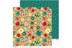 Anita y su mundo 37018863. Pack de 5 Papeles Scrapbooking, Impresos Doble Cara, Bolas de Navidad y Acebo, 30,5x30,5cm, Colección Navidad Mágica