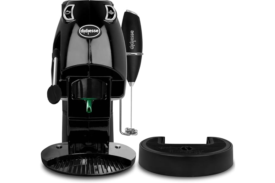 Didiesse Baby Frog Coffee & Tea - Coffee Maker with Milk Frother and Double Pod Holder for Coffee and Tea, Low Consumption 650W, Hot Water Dispenser (Black)