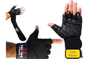 HMH Sports Gym Gloves Weight lifting Gloves Wrist support 36CM Adjustable Straps for Men Women Anti Slink Padded Gloves Extra Grip Palm Protection Breathable lifting Gloves for Exercise Workout Gloves