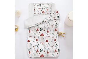 Issimober Kids Bedding Set Comforter Cover 135x200cm Pillowcase 50cm x 75cm Mushroom Duvet Cover Single Bedlinen Set Bedding Girls Practical Zipper & Machine Washable, Bed Linen For Children 2pcs