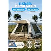 Auhma Outdoor Ac6636 6 Kişilik Otomatik Kamp &Ccedil;adırı Krem 210X210X140 Cm | Su Ge&ccedil;irmez Oxford Kumaş |