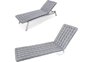 HAVE A SEAT Living - Sonnenliege Auflage 200x60 cm - Bequeme Gartenliege Auflage, 8 cm Dick - Waschbar bis 95°C, Orthopädisch, Wetterfest - Made in Germany (200x60 cm, Hellgrau)