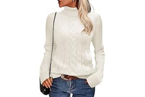 heekpek Jersey Mujer Cuello Alto Invierno Elegante Jersey Mujer Otoño de Punto Cálido Sueter Manga Larga Corte Ajustado
