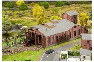 FALLER FA 222113 Depot Engine Shed N Scale Building Kit de ferrocarril BW Set de cobertizos locomotores, no especificado, tamaño Grande