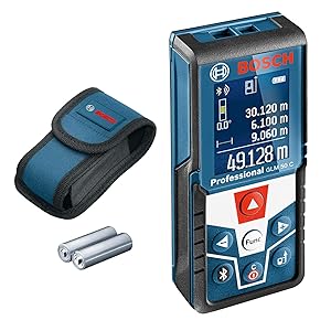 Bosch Professional laser measure GLM 50 C (data transfer via Bluetooth, 360° inclination sensor, range: 0.05–50 m, 2 x 1.5 V batteries, protective bag)