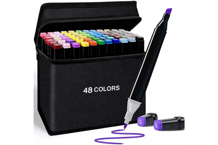 TEC TAVAKKAL Markers Sketch Pen Set Dual Tip Brush Pens Art Markers for Drawing Dual Tip Art Markers Set Chisel & Fine Colour Marker Set Alcohol Based