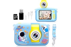 Aparat dziecięcy, ARNSSIEN 180° aparat z klapką dla dzieci, aparat cyfrowy IPS LCD 2,4" z silikonowym etui, aparat do selfie dla dzieci do 3, 4, 5, 6, 7, 8, 9, 10-letniej dziewczynki, chłopca, prezent