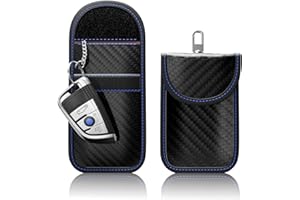 ‎FOAMO 2 Stück FOAMO Keyless Go Schutz Autoschlüssel Funkschlüssel RFID Abschirmung Blocker Schlüssel-Tasche Schlüsseletui Carbon Schwarz Blau