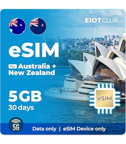 TSIM Carte ESIM Asie Et Australie | 8 Jours 6 Go | Maintenant Avec Réseau 5G | Activation Automatique | Australie, Bali, Cambodge, Chine, Hong Kong, Indonésie, Japon, Malaisie, Singapour, Corée Du