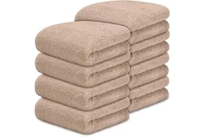DECASATEXTIL Pack 8 Toallas Lavabo 50x100cm Algodón 450g/m² – Suaves y Absorbentes – Toallas Baño y Mano para Lavabo, Gimnasio o Aseo (Camel)