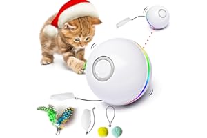 Fairwin Giochi Gatto Interattivo Palla, Giocattolo Gatto Palla per Animali Domestici Palline Interattive per Gatti con Luci a LED, Rotazione Automatica 360 Gradi e Ricaricabile USB (2023 Versione)