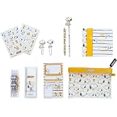 Group Erik Snoopy Peanuts Stationery Set - Snoopy Gifts | 3 x A6 Notebooks, Highlighters, Sticky Notes, Clips, Stickers, Pen
