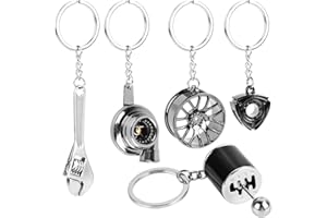 RUNEAY 5 Stück Schlüsselanhänger Auto, Metall Turbolader Schlüsselanhänger Turbo Anhänger Schraubenschlüssel Keychain für Autodeko Männer Frauen Geburtstags Geschenk,Silber