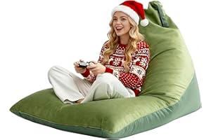 Nobildonna 4ft Bean Bag Chair Cover (No Filler) for Adults, 400L Extra Large Triangular Beanbag Chair Cover, Washable Beanbag Without Filling Ultra Soft Lazy Sofa Premium Velvet Cover (Green)
